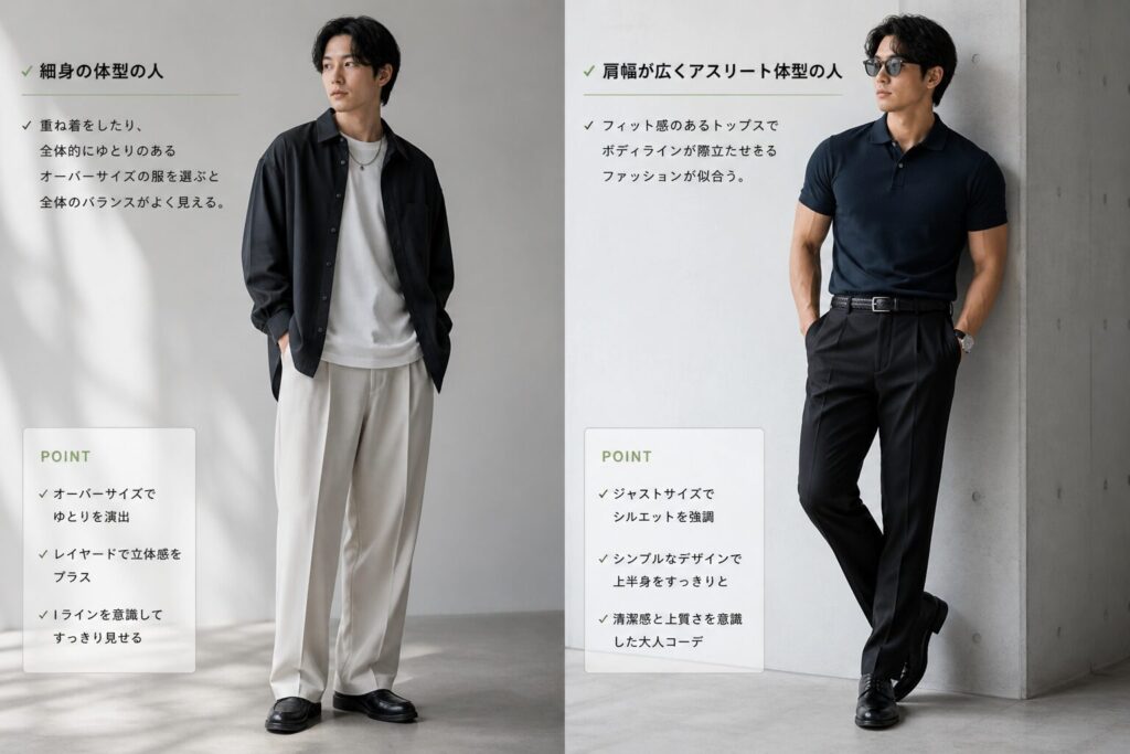 細身の人とアスリート体型 ファッションの違い