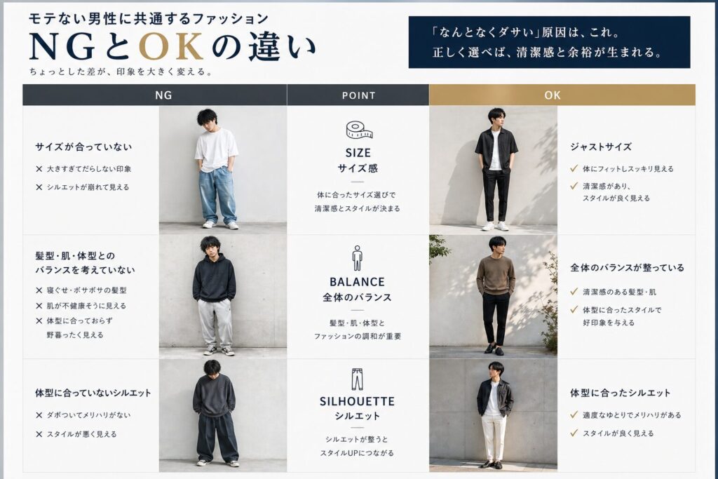 モテない男性に共通するファッションセンス 違い