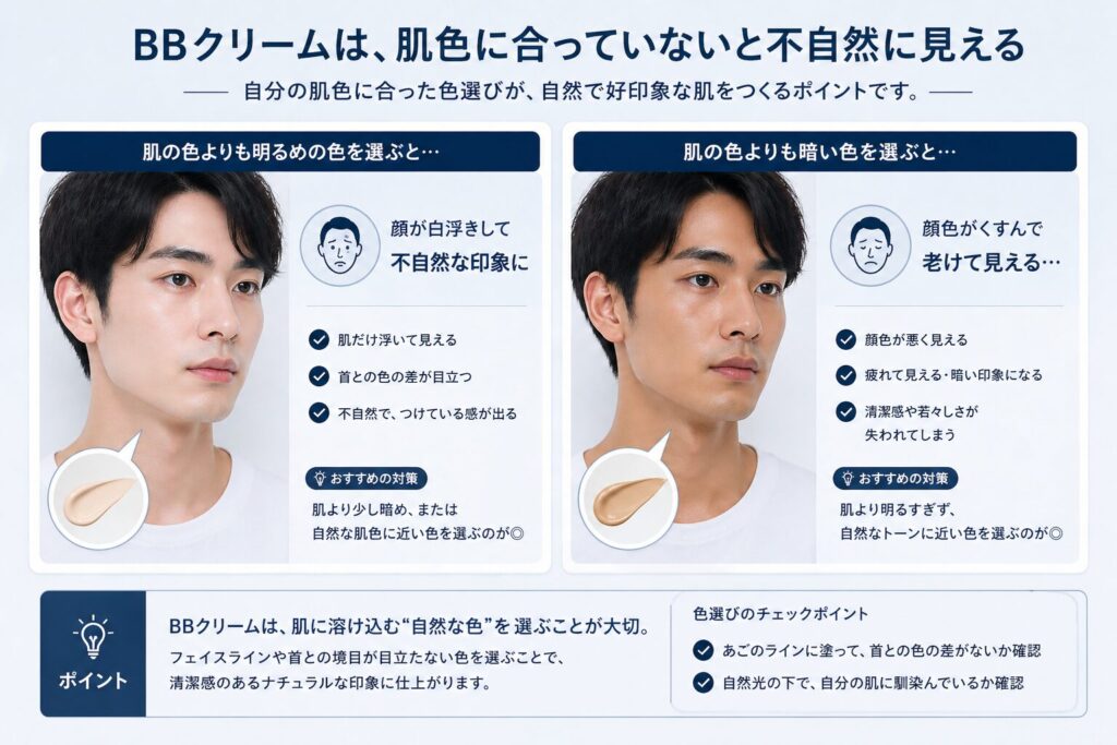 自分の肌の色と合っていない例 BBクリーム