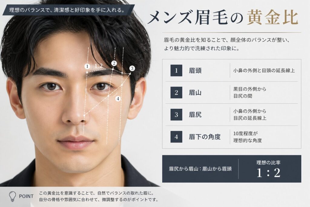 メンズ眉毛の黄金比