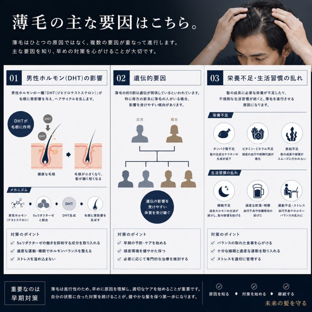 薄毛になる要因3つ

