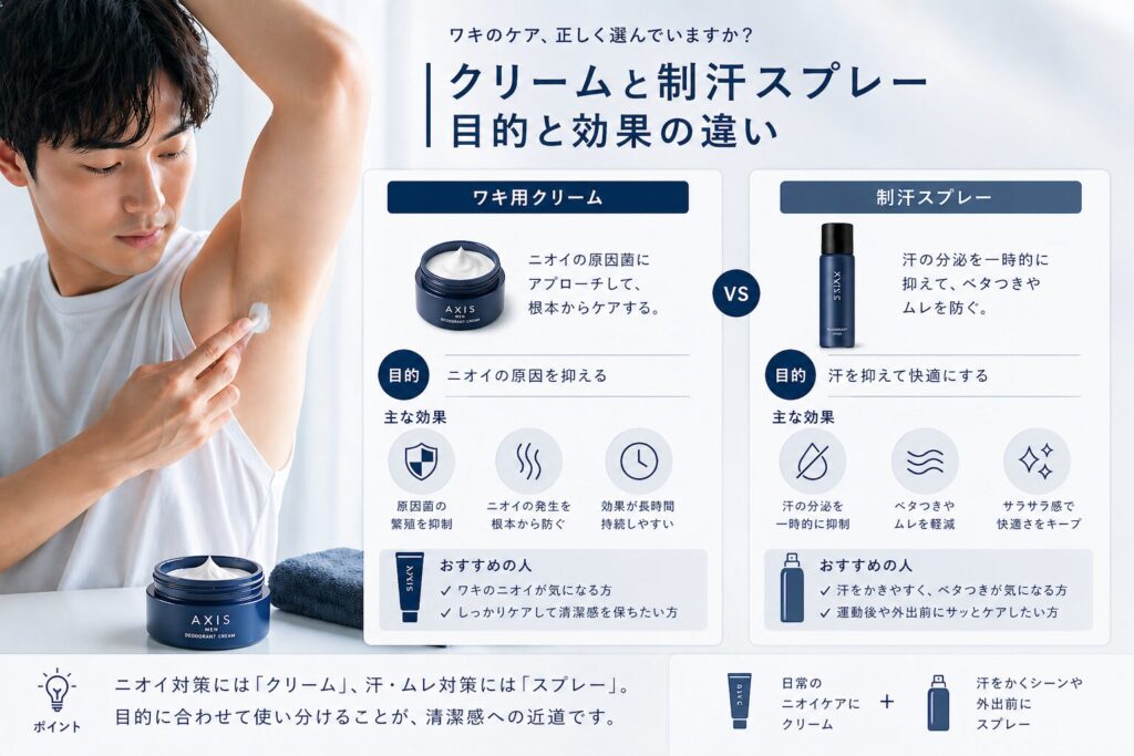 ワキガ用のクリームとスプレーの違い
