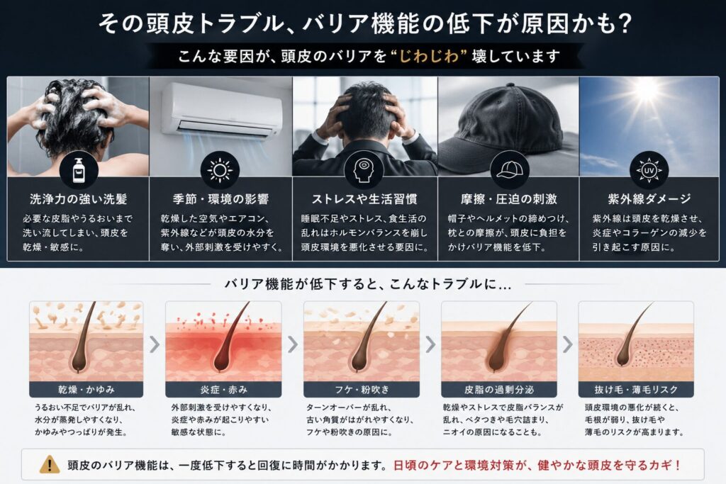 頭皮の肌バリアが低下する原因メンズ編

