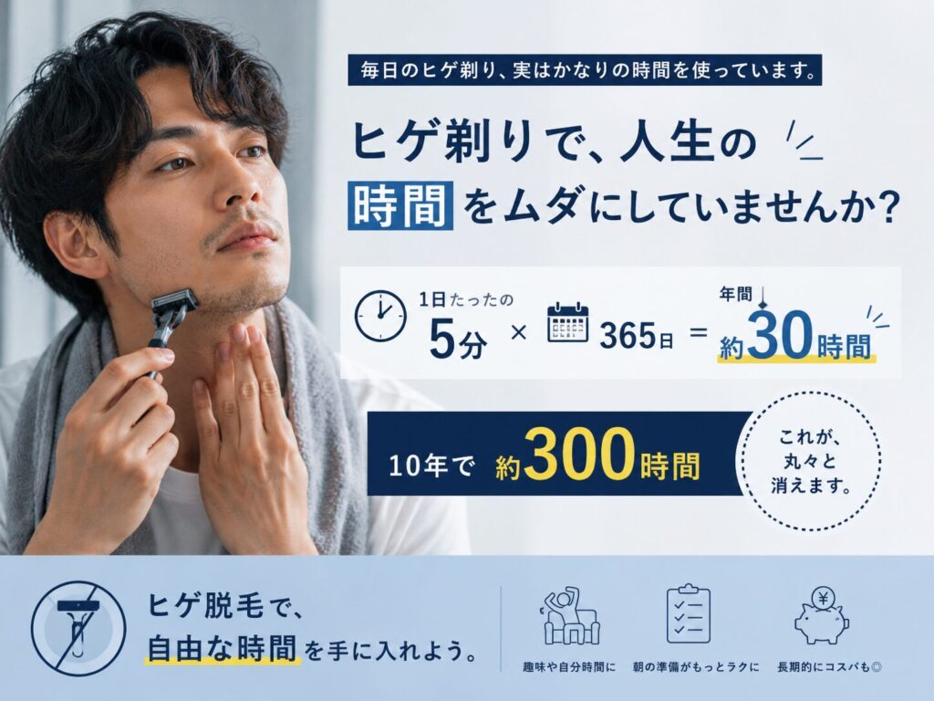 ヒゲ剃りで人生の何時間を使うか