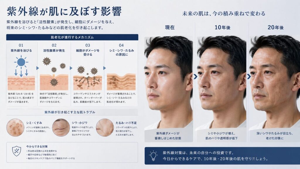 紫外線が肌に及ぼす影響男性

