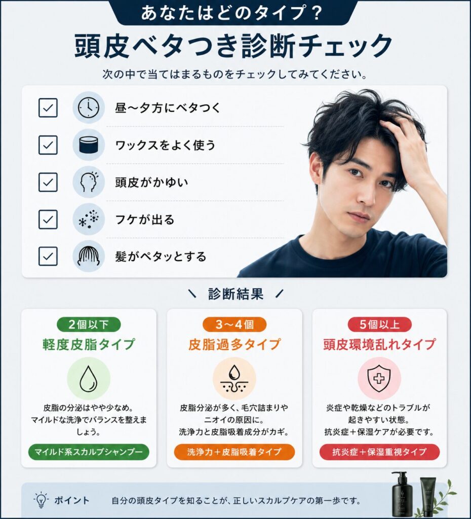 頭皮ベタつき診断 図解