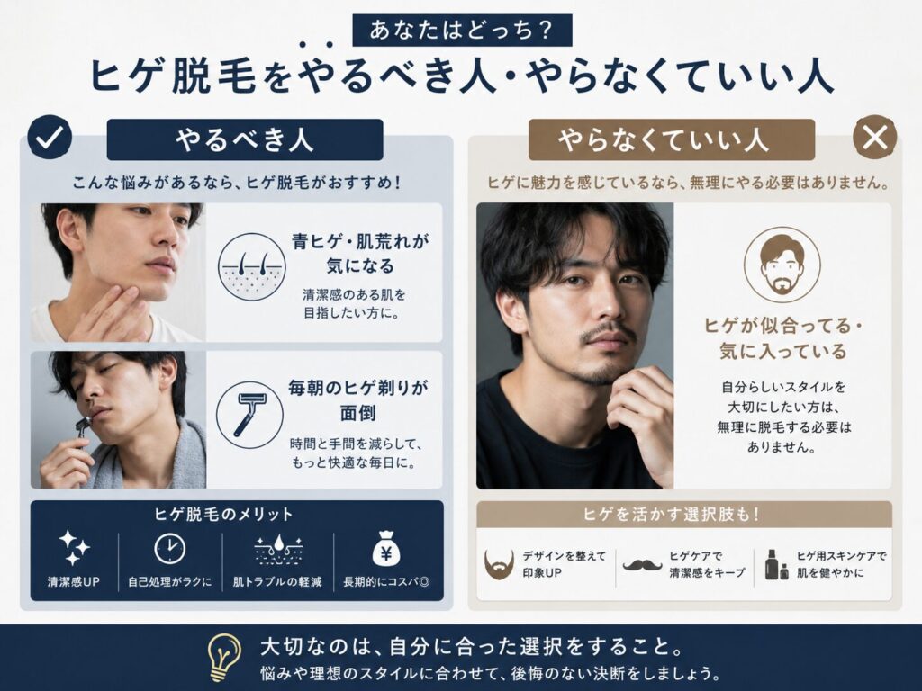 ヒゲ脱毛をするかどうかで悩んでる場合はこちらをチェック。