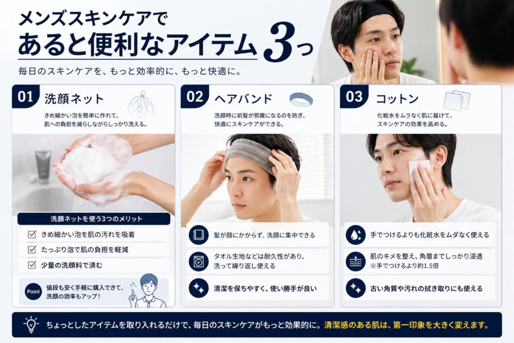 スキンケアであると便利なアイテム3つ
