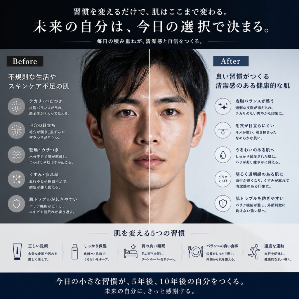 肌は変わる ビフォーアフター 男性のスキンケア