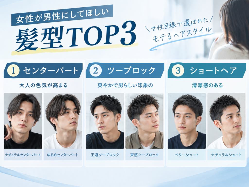 女性が男性にしてほしい髪型TOP3