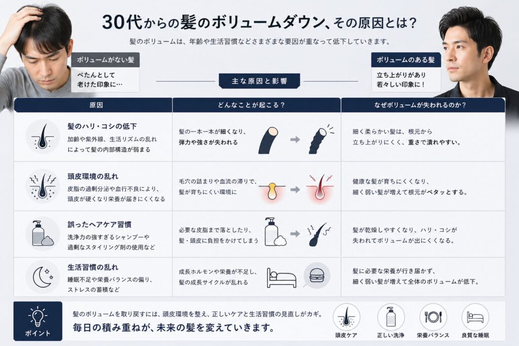 髪のボリューム減る原因 男性