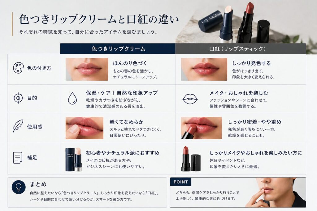 色付きリップと口紅の違い

