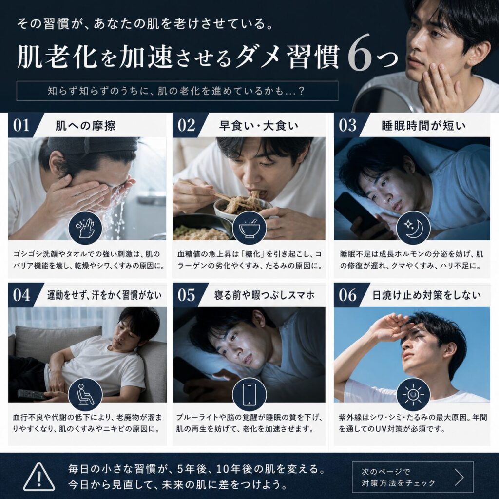 肌の老化を加速させるダメ習慣