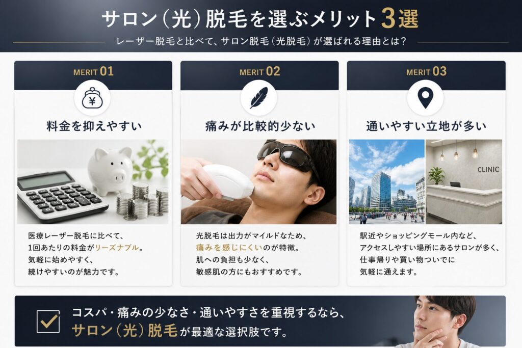 サロンエステで光脱毛を選ぶメリット3つ
