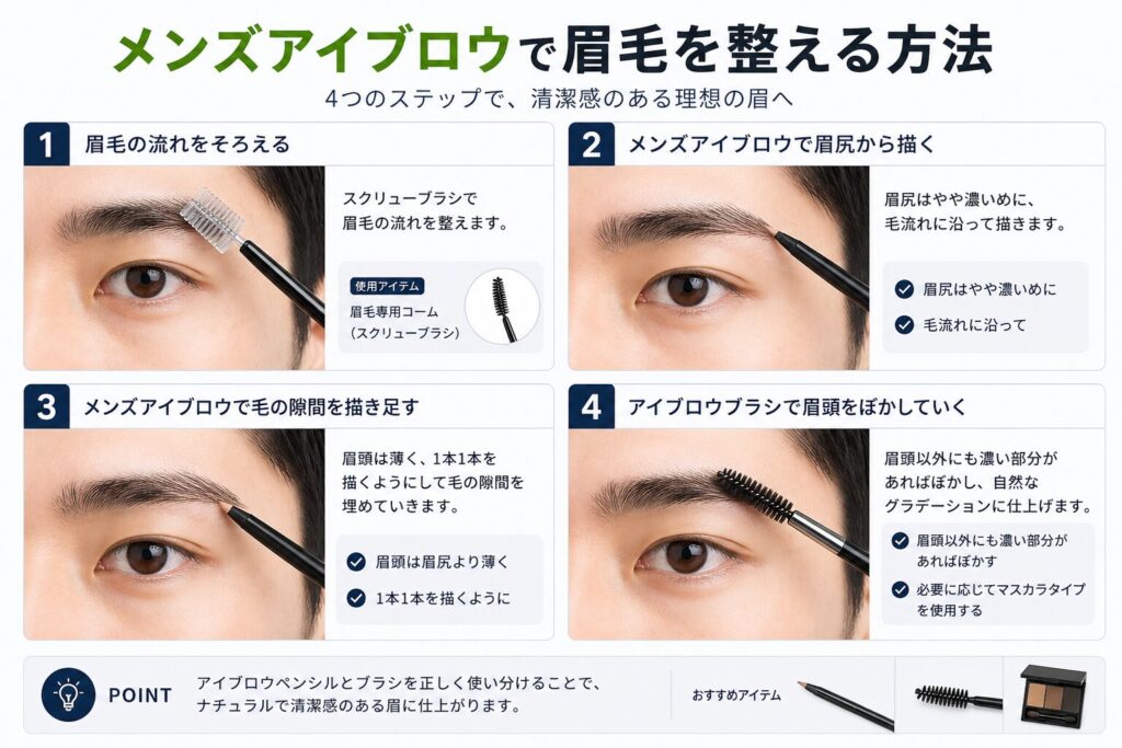 メンズアイブロウを使った眉毛の整え方