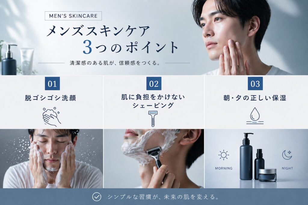 メンズスキンケアのコツ3つ
