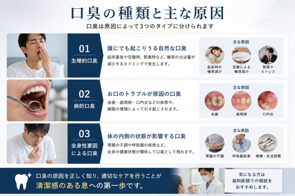 口臭の種類と主な原因
