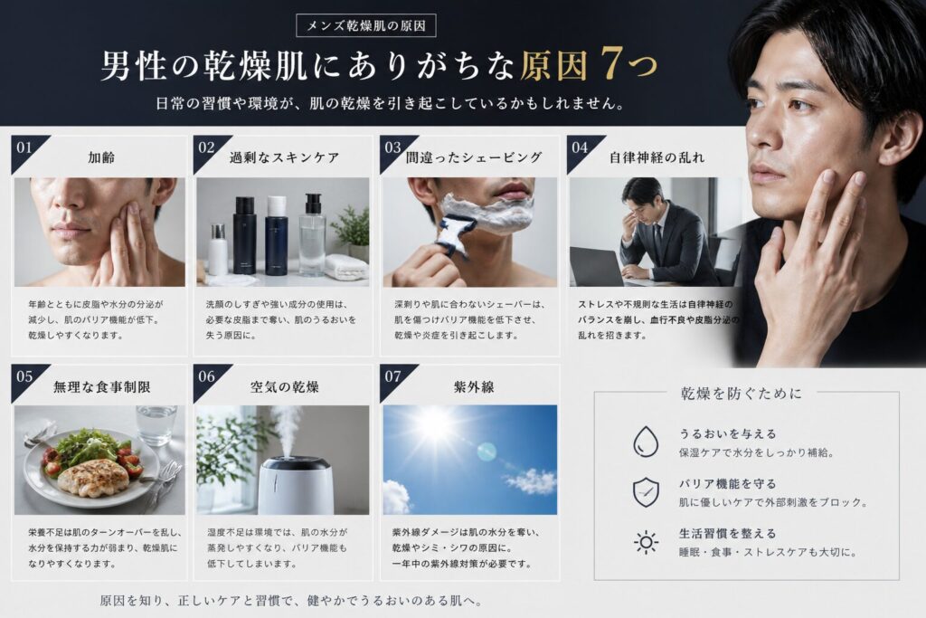 男の乾燥肌にありがちな原因7つ
