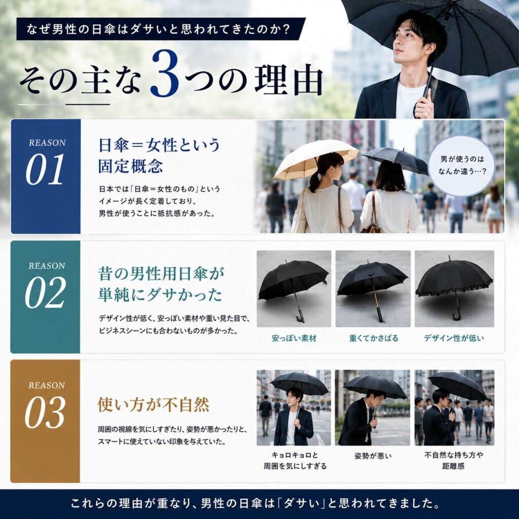 なぜ「男の日傘=ダサい」と思われてきたのか 理由3つ
