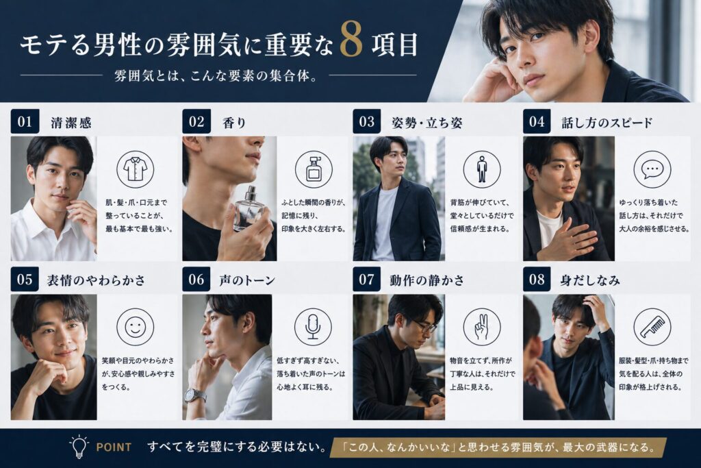 モテる男性の雰囲気に重要な8項目
