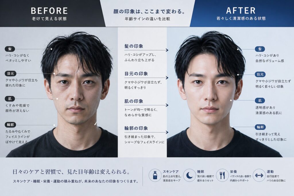 見た目が若い人と老けてる人の違いメンズ用
