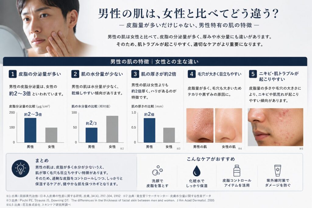 男性の肌と女性の肌の違い
