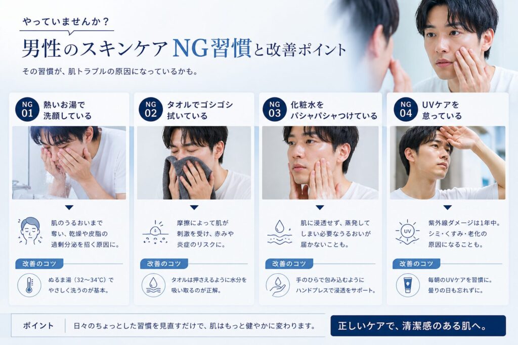 30代男性がやりがちな NG スキンケア 
