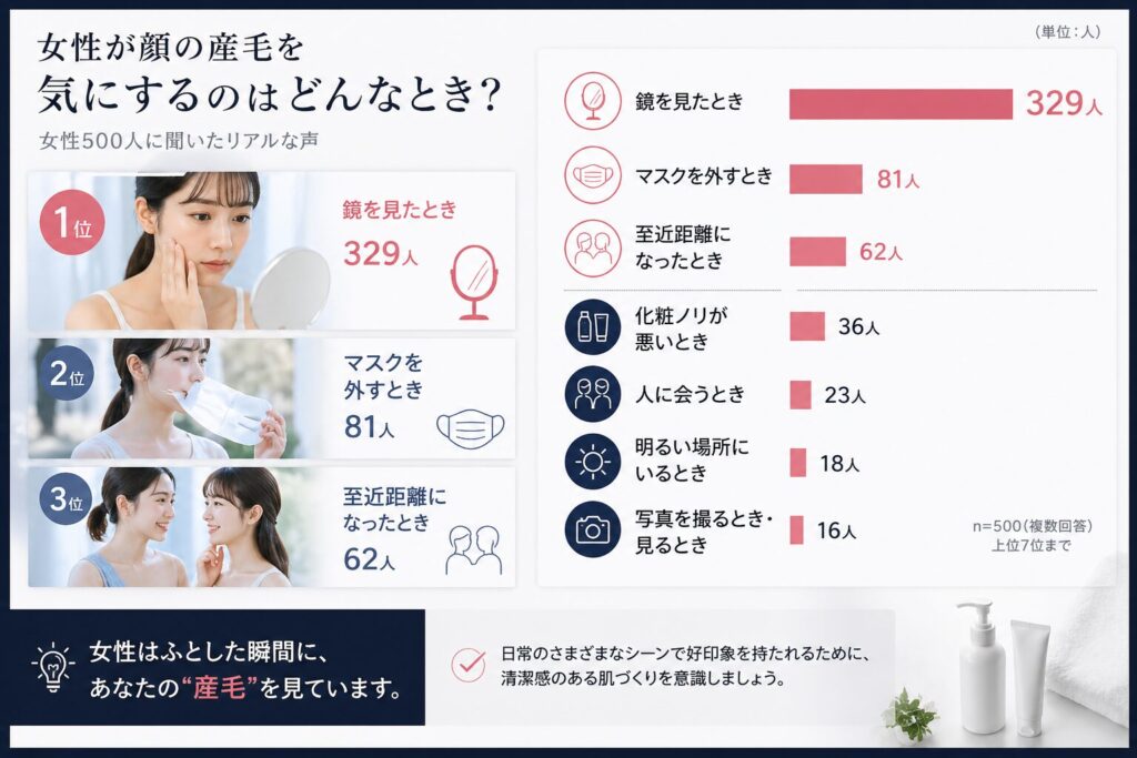女性が産毛を気にするシチュエーションアンケート調査