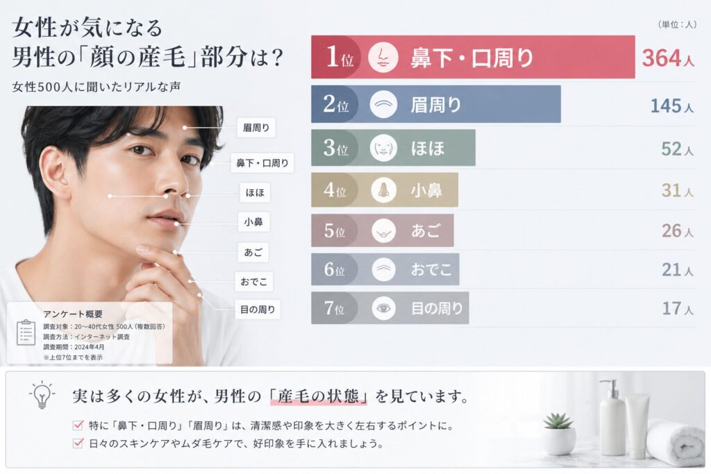 女性目線 産毛が気になる顔の場所