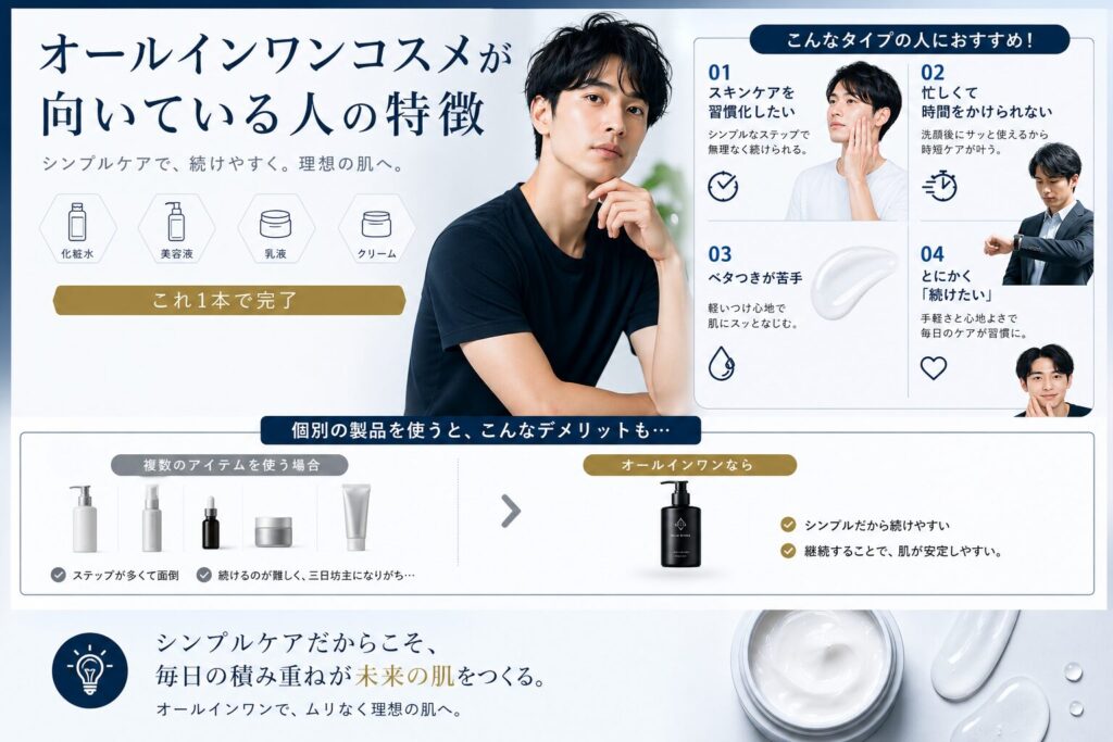 オールインワンコスメが向いてる人の特徴男性
