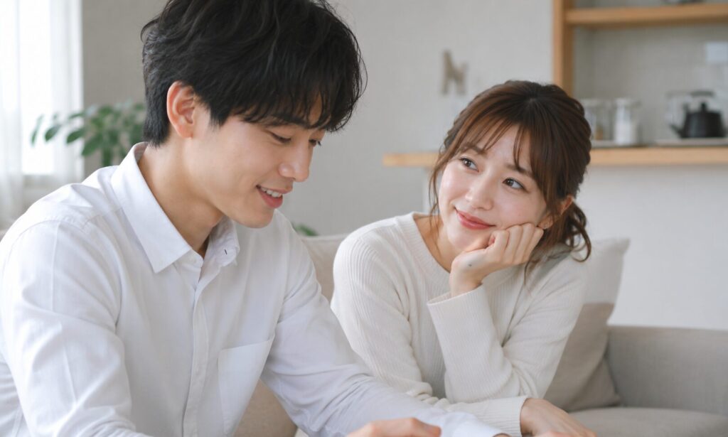 男性を眺める女性