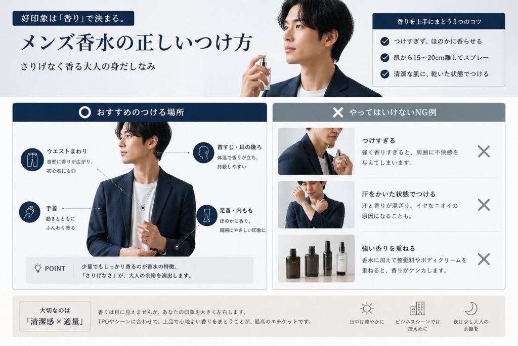 香水つける場所ポイント メンズ編
