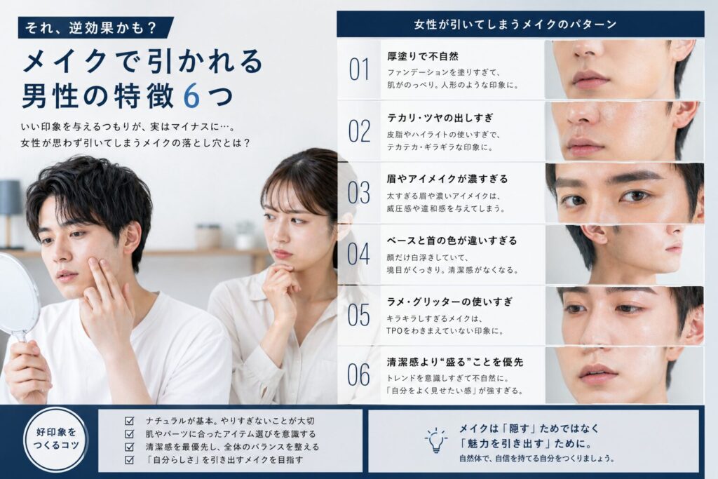 メンズメイク 女性が違和感を感じる例 6つ