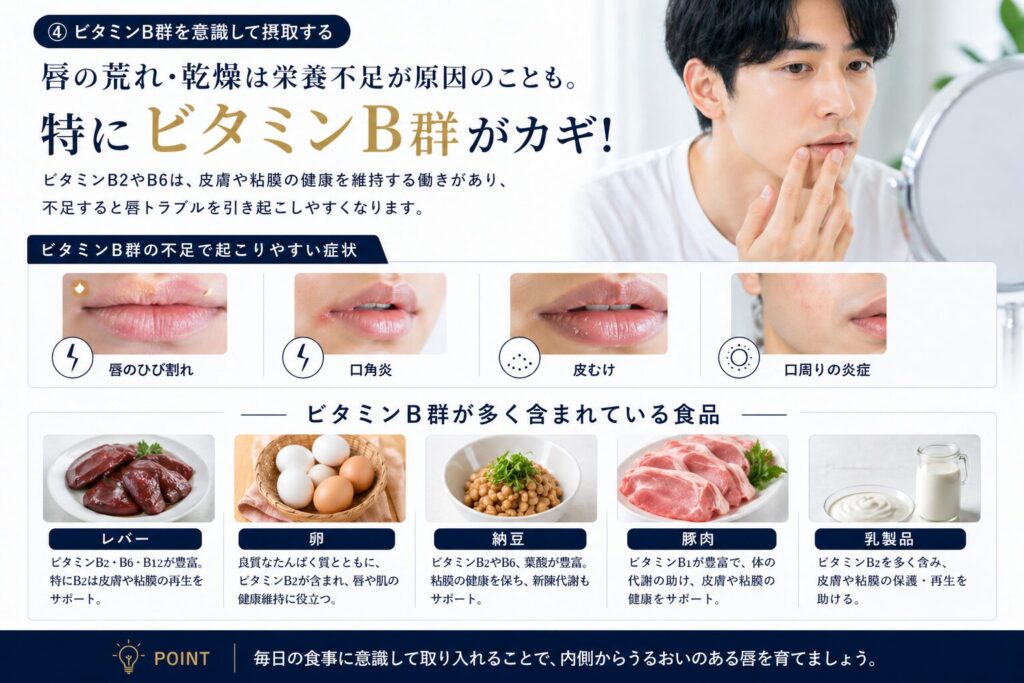 唇の乾燥を防ぐための食生活

