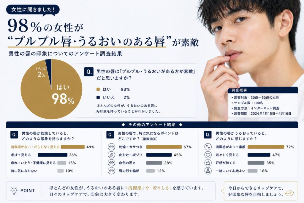 男性のどんな唇に魅力があるか女性を対象にしたアンケート
