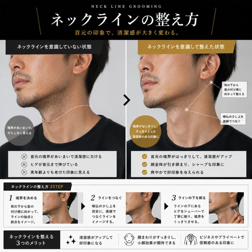 メンズひげネックライン整え方
