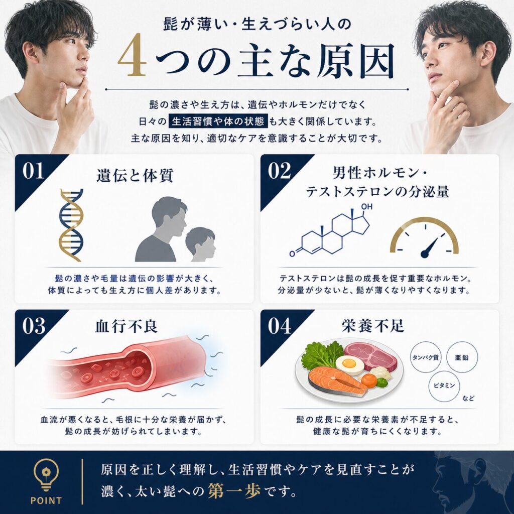ヒゲが薄い人の特徴原因
