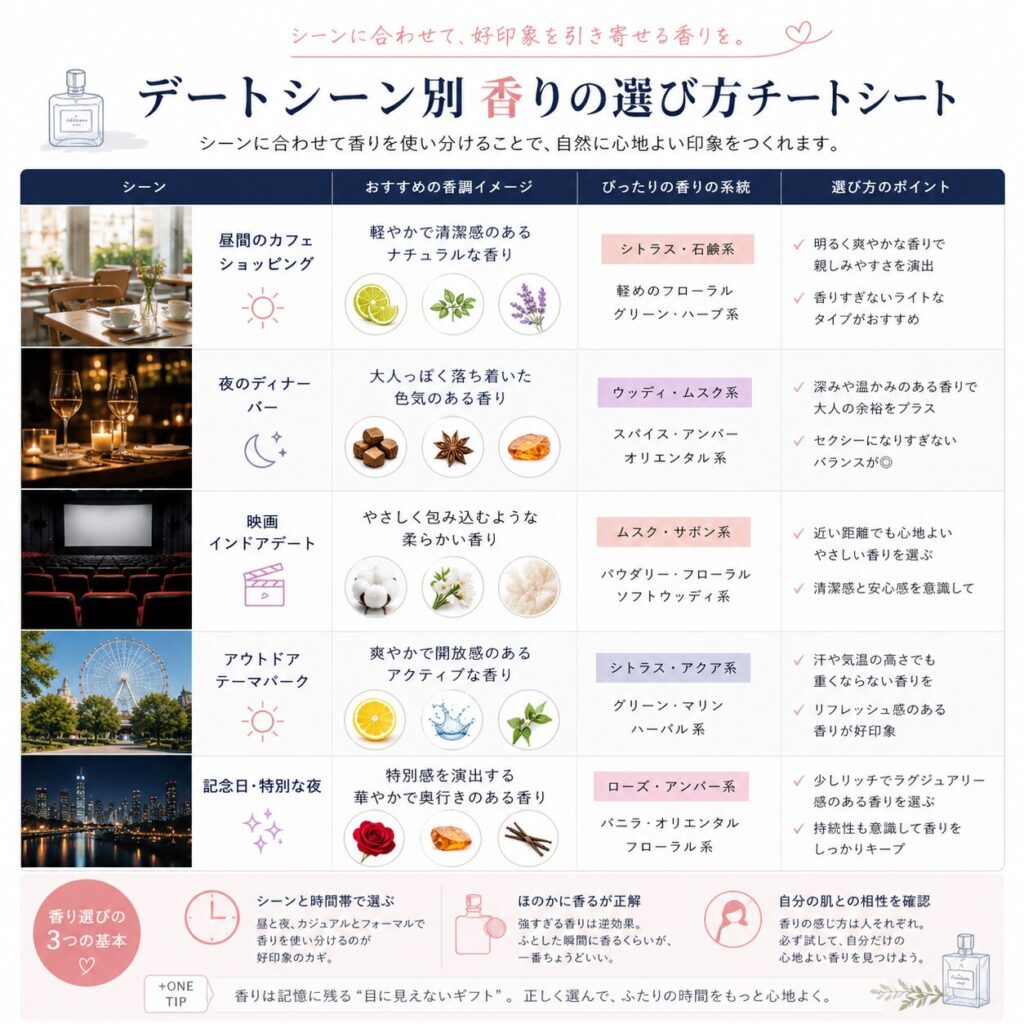 デートシーン別|香りの選び方チートシート