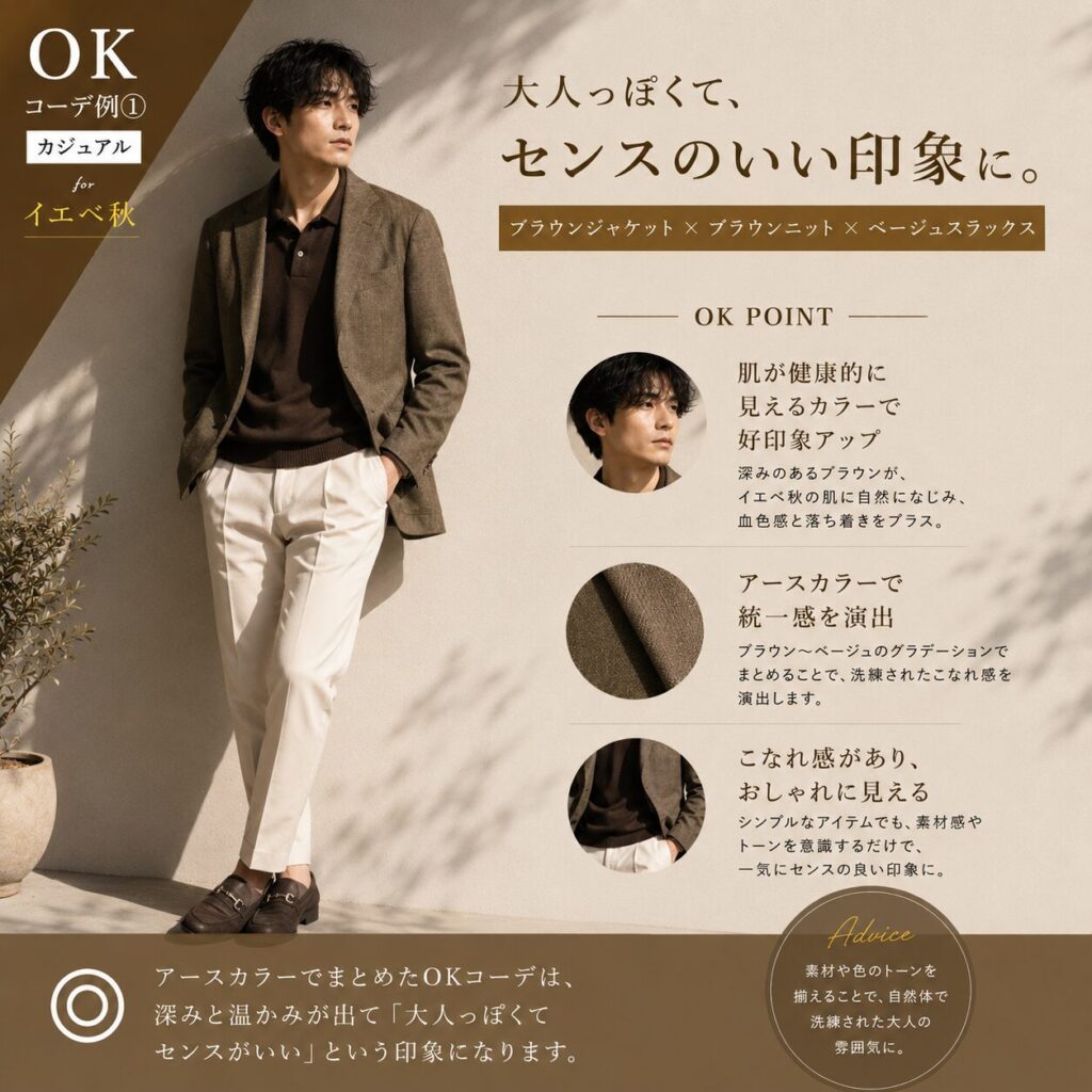 イエベ秋タイプ OKコーデ 男性
