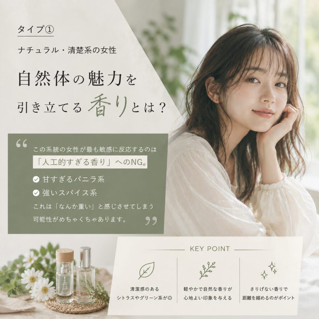 「ナチュラル・清楚系」の女性 香水