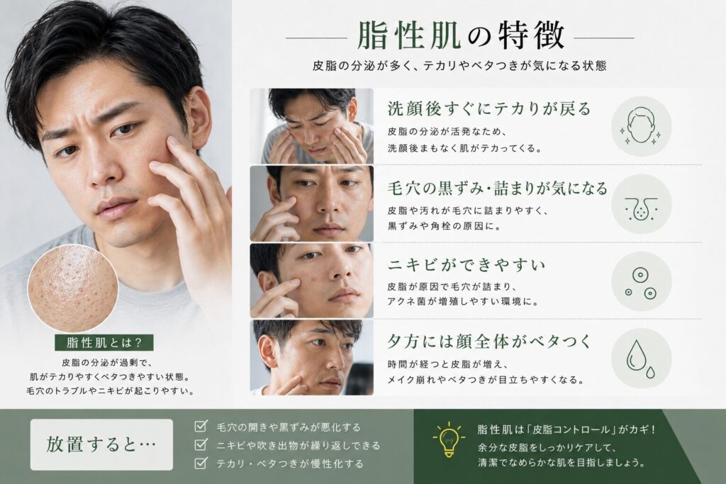脂性肌（オイリー肌）の男性
