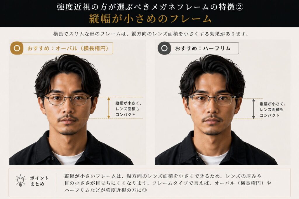おすすめ②｜縦幅が小さめのフレーム