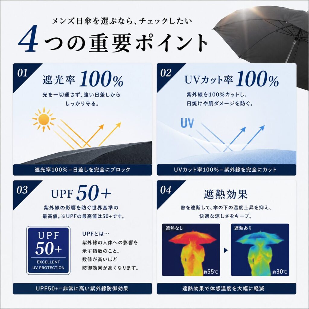 メンズ日傘の「基本スペック」