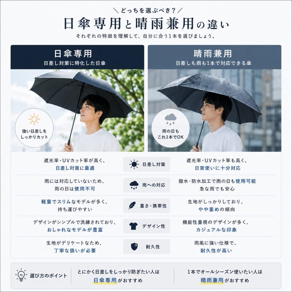 日傘専用と晴雨兼用 違い