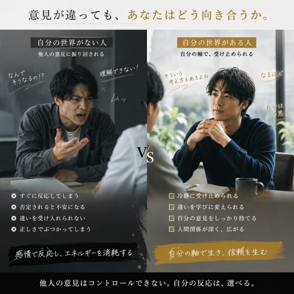 意見の違いへの反応の比較