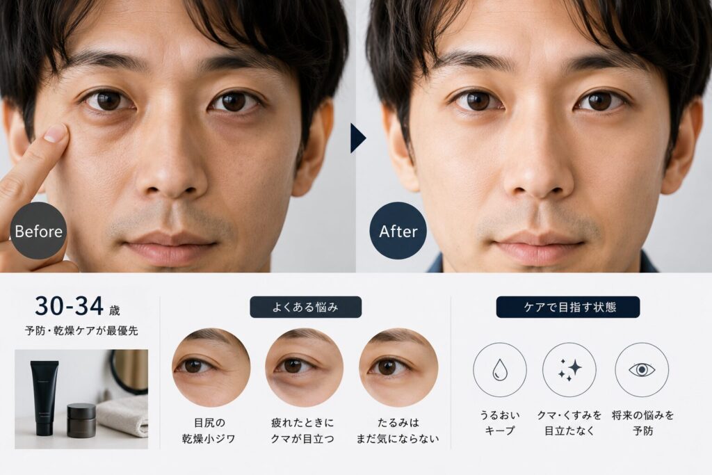 30代メンズ必読】目元の小皺・くま・たるみはなぜ起きるのか｜アイ