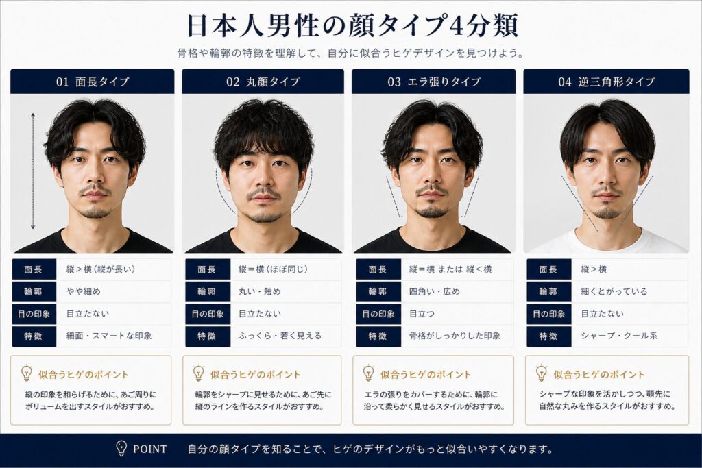 顔のタイプ4分類男
