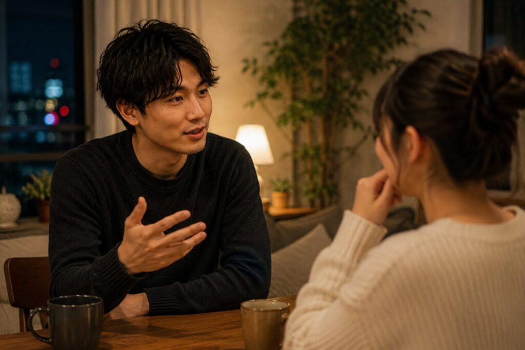 男女で会話をしている