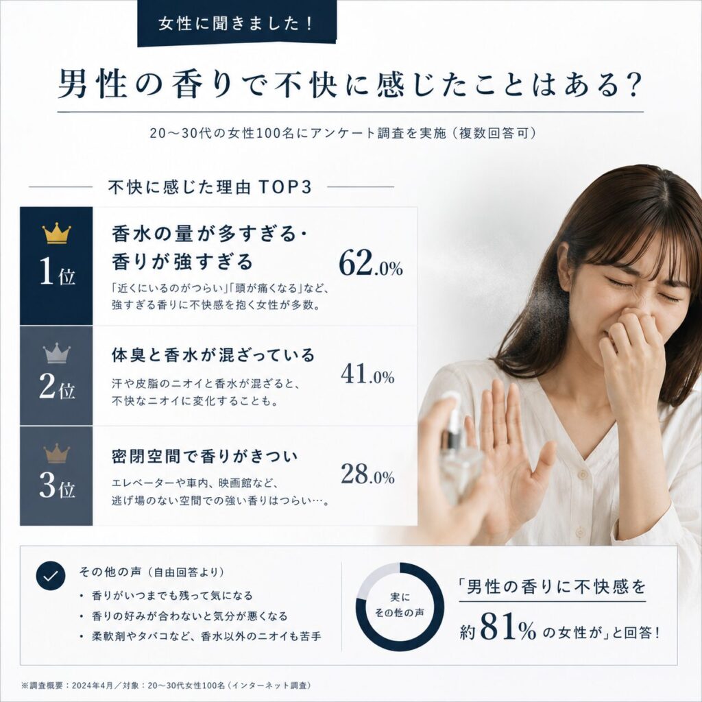 男性の香水で不快に感じたことがあるか アンケート
