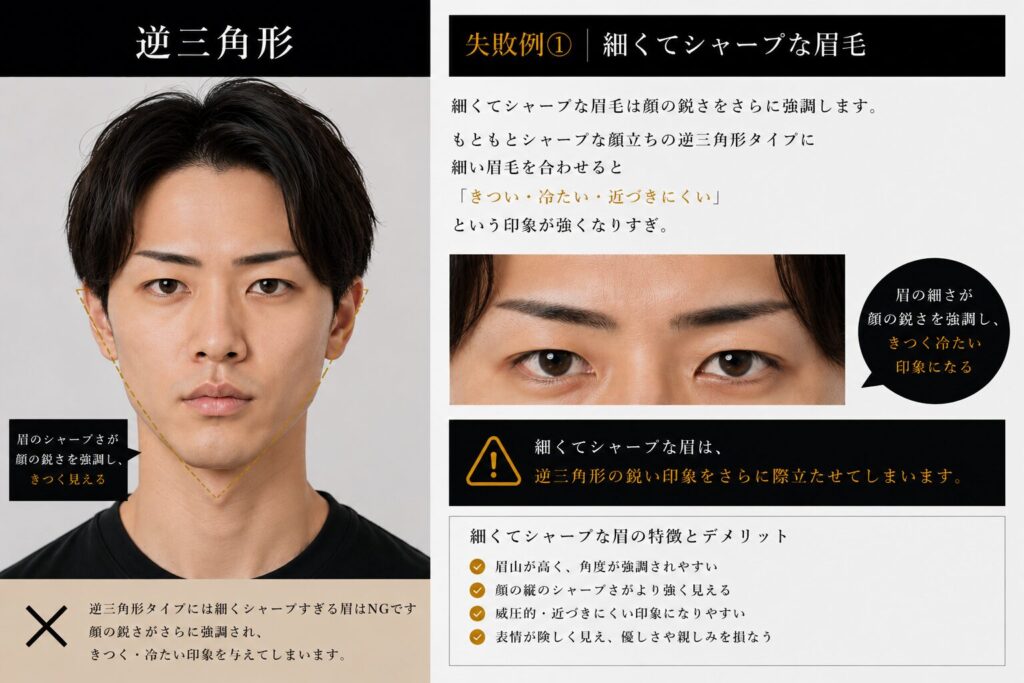 逆三角形・失敗例①｜細くてシャープな眉毛